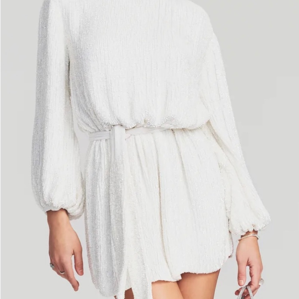 Retrofête Grace Sequin Dress in Moonglow White - Size XL